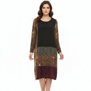 Anne Crimmins for UMI Collections Women's 12 100% Silk Long Sleeve Midi Dress